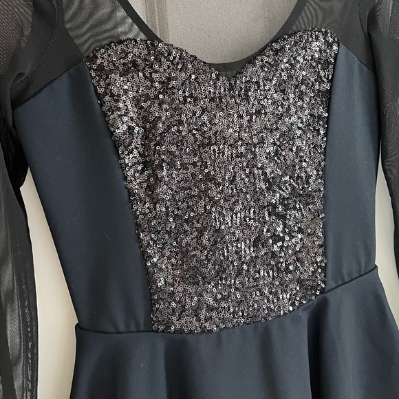 Black Mesh and Sequin Long Sleeve Top - Picture 5 of 5